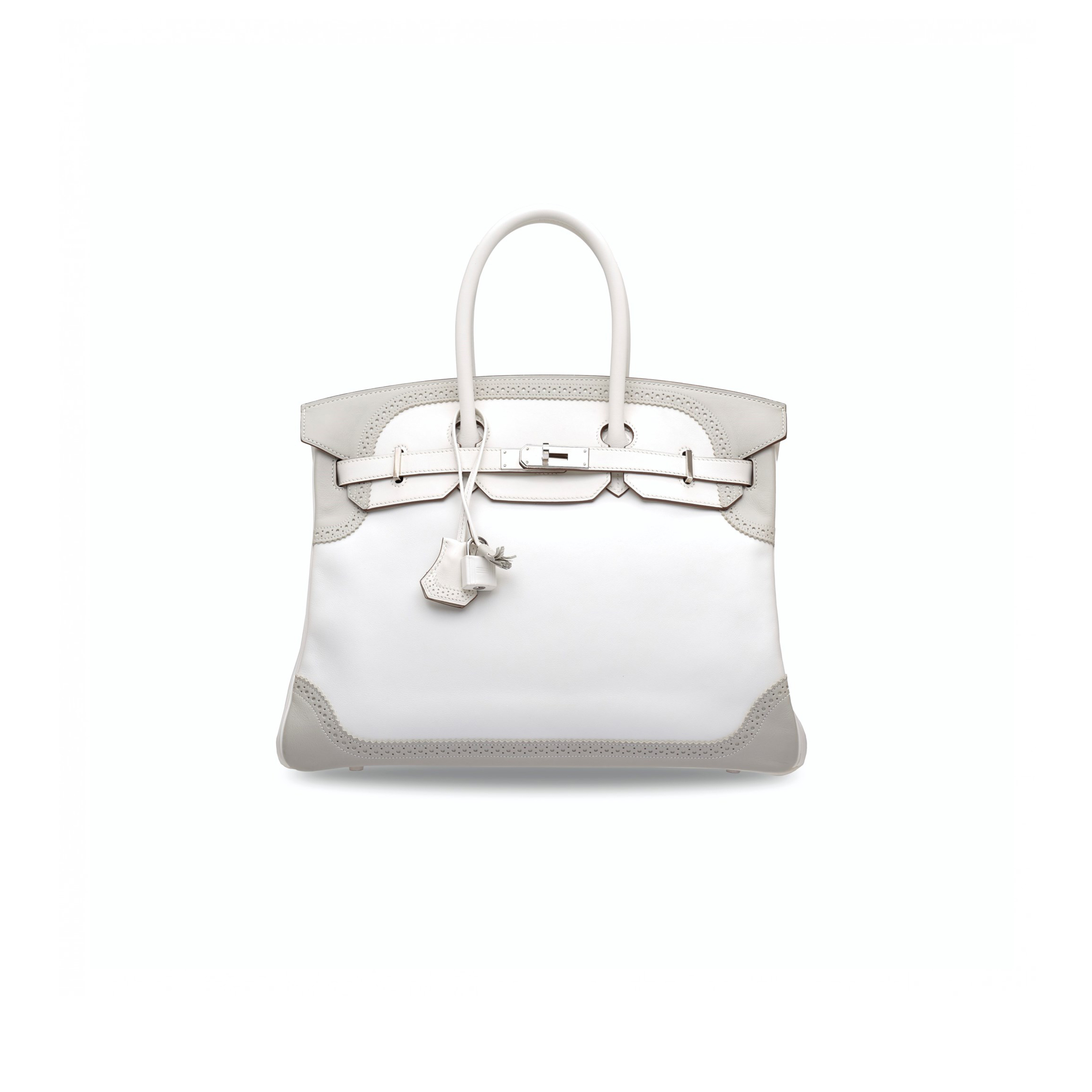 H**mes master birkin 30 swift white and grey with silver buckle 321877 (30*22*15cm)